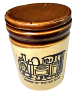 Vintage Stoneware Small Brown Pottery Jam Pot Prince Of Wales Train w Li... - €34,45 EUR