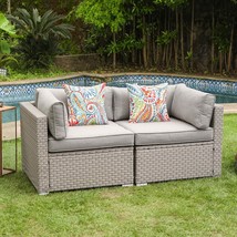 Comfortable 2-Piece Outdoor Furniture Loveseat Wicker Sectional, And Backyard. - £418.16 GBP