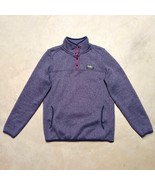 *READ* L.L. Bean Womens 1/4 T-Snap Side Pockets Purple Fleece Sweater SMALL - $19.95