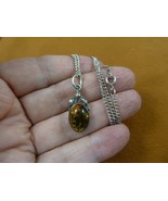 P22-26 Orange Baltic AMBER Poland .925 Sterling SILVER oval PENDANT 18&quot; ... - $34.71 CAD
