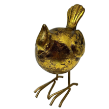 Vintage Gold Foiled Metal Cardinal Bird Figurine 5 x 2.5&quot; - £10.47 GBP