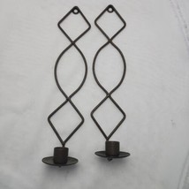 Metal Tapered Candle Holders Set of 2 Textured Wall Mount - £15.91 GBP