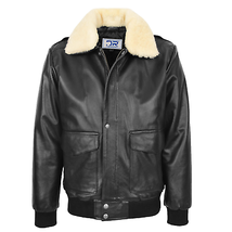 DR174 Men’s Genuine Cowhide Leather Flight Jacket Black - £148.42 GBP