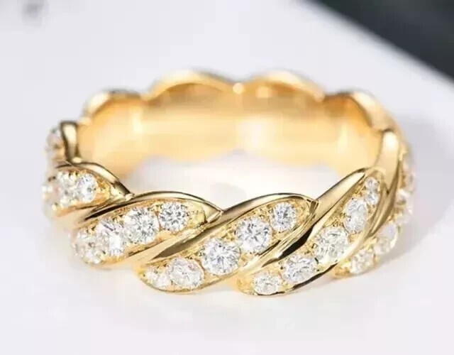 2Ct Round Diamond Lab-Created Infinity Wedding Band Ring 14k Yellow Gold... - $146.99