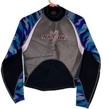 Slippery Matrix Wetsuit Long Sleeve Top M Blue Camo Pullover Neoprene Sw... - $55.79