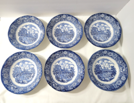 Liberty Blue Mount Vernon 6.25" Cereal Soup Bowls Lot Of 6 England - $57.91