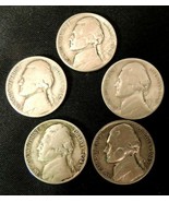 2-1942, 3-1945 PDS Silver Wartime Jefferson Nickels (five) AA20-7434 Vin... - £70.44 GBP