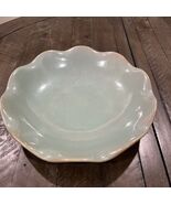 Vintage WCL Ceramic Pottery Decorative Serving Bowl Ruffle Rim Blue Gree... - $69.09 CAD