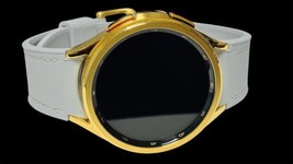 24k GOLD Samsung Galaxy Watch 6 47mm Custom Gray Fabric Band Stainless S... - £908.41 GBP
