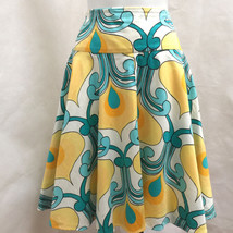 Cache 10 Full Skirt Turquoise Yellow Geometric - $21.54