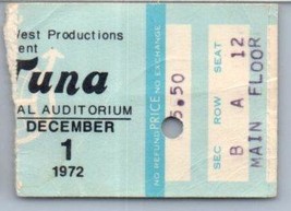 Vintage Hot Tuna Ticket Stub December 1 1972 Dallas Texas - $63.37