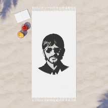 Boho Beach Cloth Ringo Starr Black &amp; White Illustration - 100% Polyester - 38&quot; x - £51.11 GBP