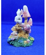 Bunny Rabbit with Mushrooms Figurine - £6.38 GBP