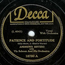 Decca 78 #18780 - Andrews Sisters - &quot;Red River Valley&quot; &amp; &quot;Patience &amp; Fortitude&quot; - £3.89 GBP