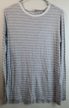 Athleta T Shirt Top Womens Size XS Gray White Striped Knit Long Sleeve Pullover - £15.88 GBP