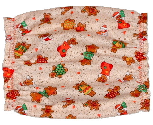 Dog Snood Beige Christmas Gingerbread Men Cotton Size Puppy SHORT-CLEARANCE - $4.75