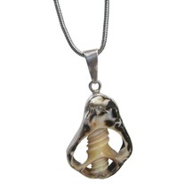 Sterling Silver 950  Cut Natural Sea Shell Pendant Necklace Beach Surfer Boho - £39.53 GBP