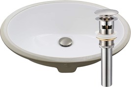 Oval Undermount White Porcelain Sink With Brushed Nickel Drain Set - £108.07 GBP