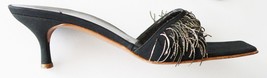 GIUSEPPE ZANOTTI evening sandals 8.5 AA kitten heels shoes silver metal fringe - £154.26 GBP