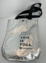 Lululemon Large Silver Yoga Inspiration Words Reusable Eco Tote Bag 12 b... - $12.19