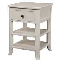 Alpine Furniture Baker 1 Drawer Wood Nightstand with 2 Shelves in White - £199.36 GBP