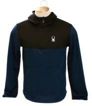 Spyder Black &amp; Blue Waffle Knit 1/4 Zip Hoodie Men&#39;s Size Medium M NWT - $123.74