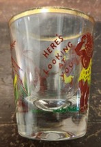 Vintage Mid Century Rumpus Federal Glass Co Shot Glass &quot;Here&#39;s Looking A... - $9.80