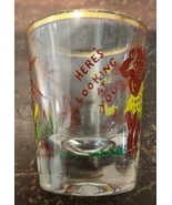 Vintage Mid Century Rumpus Federal Glass Co Shot Glass &quot;Here&#39;s Looking A... - $9.80