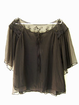 NWT Isabella Rodriguez Gorgeous Black Sheer Crochet Embroidered Blouse Top M $78 - £22.06 GBP