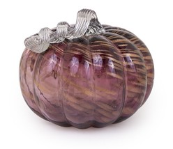 Mellow Mauve 7&quot; Glass Pumpkin Hand Made - £41.93 GBP