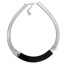 Silver Omega Black Choker necklace Dana Buchman Chunky Stretch Collar - £15.01 GBP