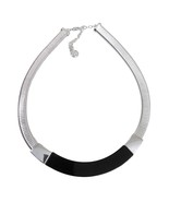 Silver Omega Black Choker necklace Dana Buchman Chunky Stretch Collar - £14.86 GBP