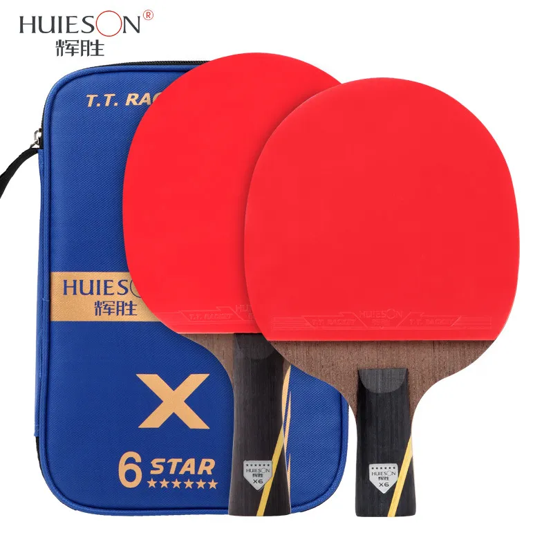 Sporting Huieson 6 Star Carbon Fiber Blade Table Tennis Racket Double Face Pimpl - £41.41 GBP
