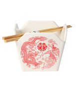 Dragon And Phoenix Feng Shui Takeout To Go Box Serving Bowl With Chopsti... - $348.35 MXN