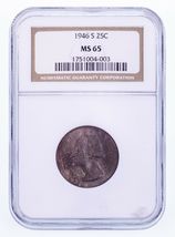 Quart De Dollar Washington 1946-S Noté Par NGC Comme MS-65 - $38.25