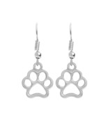 DOG PAW PRINT EARRINGS 1.3&quot; Drop Dangle Pet Lover Cut Out Stainless Stee... - $148.39 MXN