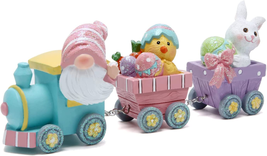 Easter Day Gnomes Train Decorations 8.75&quot; , Spring Bunny Handmade Train Figurine - £24.56 GBP