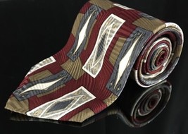 Geoffrey Beene Black Grey Silver Square Blocks Silk Necktie Tie Unique - £10.84 GBP