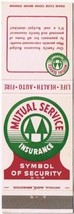 Matchbook Cover Mutual Service Insurance St Paul Minnesota - £1.13 GBP