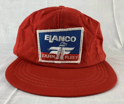 Vintage Farm Fleet Trucker Hat Patch Snapback Cap 70s 80s USA Logo Red - £19.58 GBP