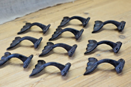 10 Cast Iron Whale Tail Hooks Coat Hat Closet Hall Tree Jacket Tale Rustic Hat - £22.39 GBP