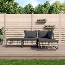 4 Piece Patio Lounge Set with Cushions Anthracite Poly Rattan - $11,239.79 MXN