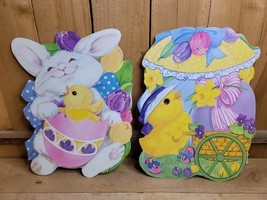  Eureka Easter Cardboard Die Cut&#39;s  Double Sided  Rabbit Chicks Vintage USA - $16.31