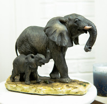 Ebros Gift African Savanna Majestic Elephant with Young Calf Figurine 8.... - £24.03 GBP