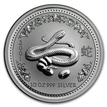 2001 Australie 50 Centimes Série 1 Lunaire Année de La Serpent 1/2 OZ Ar... - $1,194.39 MXN