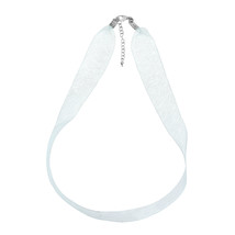 Trendy and Chic Light Blue Ribbon Choker Necklace with Sterling Silver Clasp - £9.33 GBP