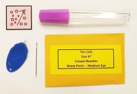 Crewel/Embroidery Needles--Ten (10) size # 7 + Storage Case and Needle T... - $3.49