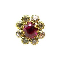 Graceful Pink&amp;White CZ Body Piercing Nose stud Pin Solid Real 14k Yellow Gold - £31.13 GBP