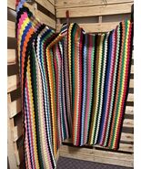 Vintage Colorful Handmade Crocheted Afghan Blanket KG  - €81,64 EUR
