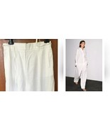 NWT ZARA WHITE VISCOSE- LINEN WIDE LEG TIE FRONT PANTS --S - $1,104.01 MXN